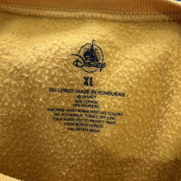 Disney Mickey Mouse Mustard Yellow Pullover Sweatshirt XL Extra Large‎ Crewneck - Picture 7 of 7